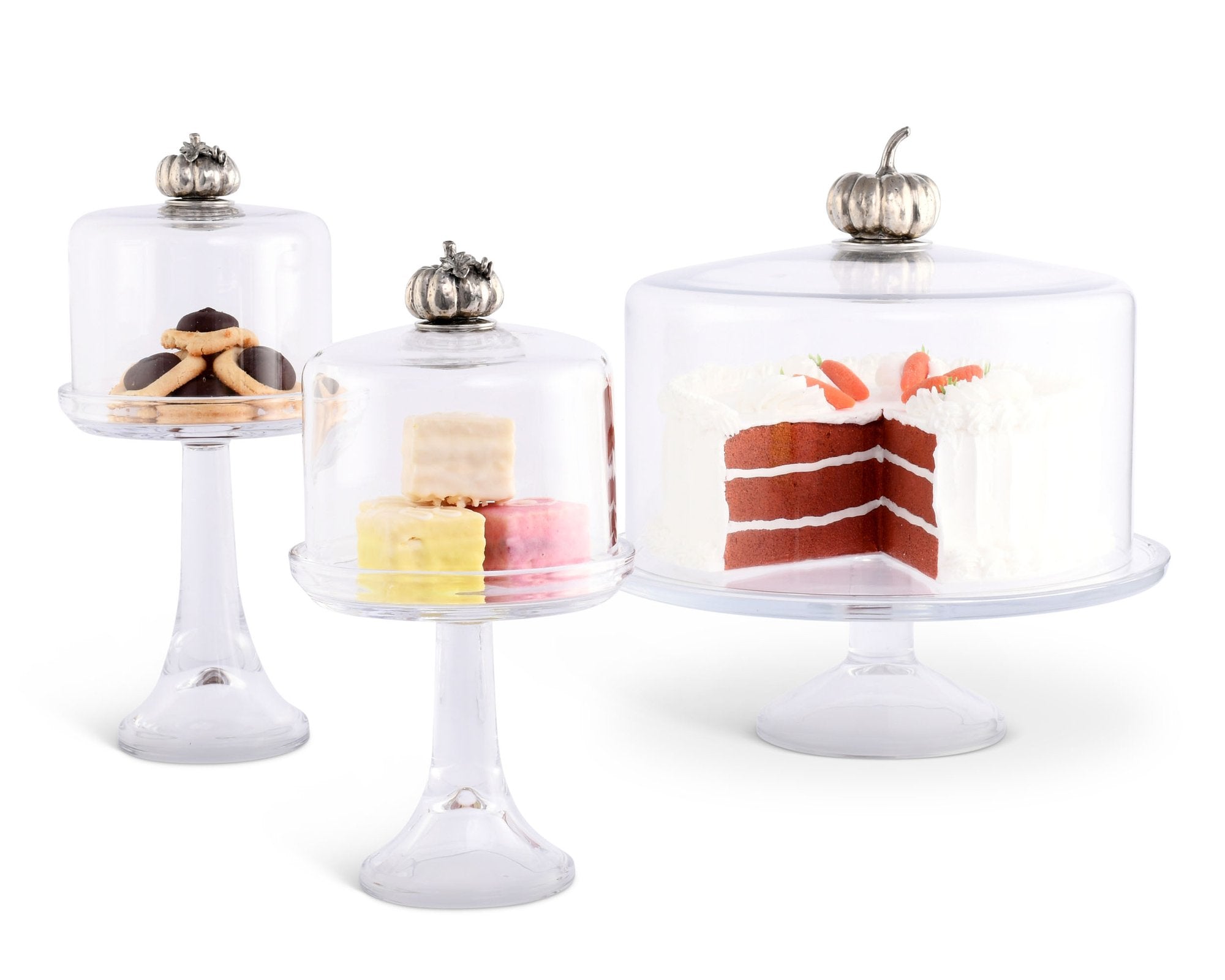 Pumpkin Knob Glass Covered Cake / Dessert Stand