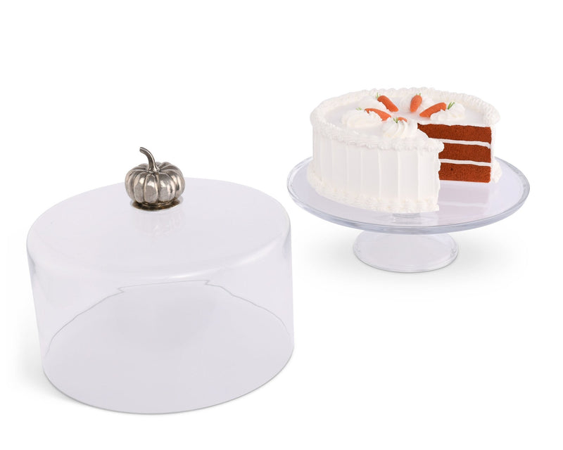 Pumpkin Knob Glass Covered Cake / Dessert Stand