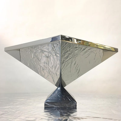 Vessel Container Polished Stainless with Marble Base
