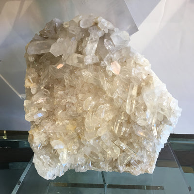 Crystal Mineral on Acrylic Base with Black Silk Shade
