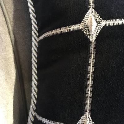Pillow Black Velvet with Metallic silver Silver Cord Trim