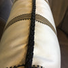 18" Accent Throw Pillow Platinum Black on Cream Cotton with Black 1/4" Leather Cord