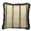 top 10 18" Accent Throw Pillow Platinum Black on Cream Cotton with Robert Allen Loop Fringe