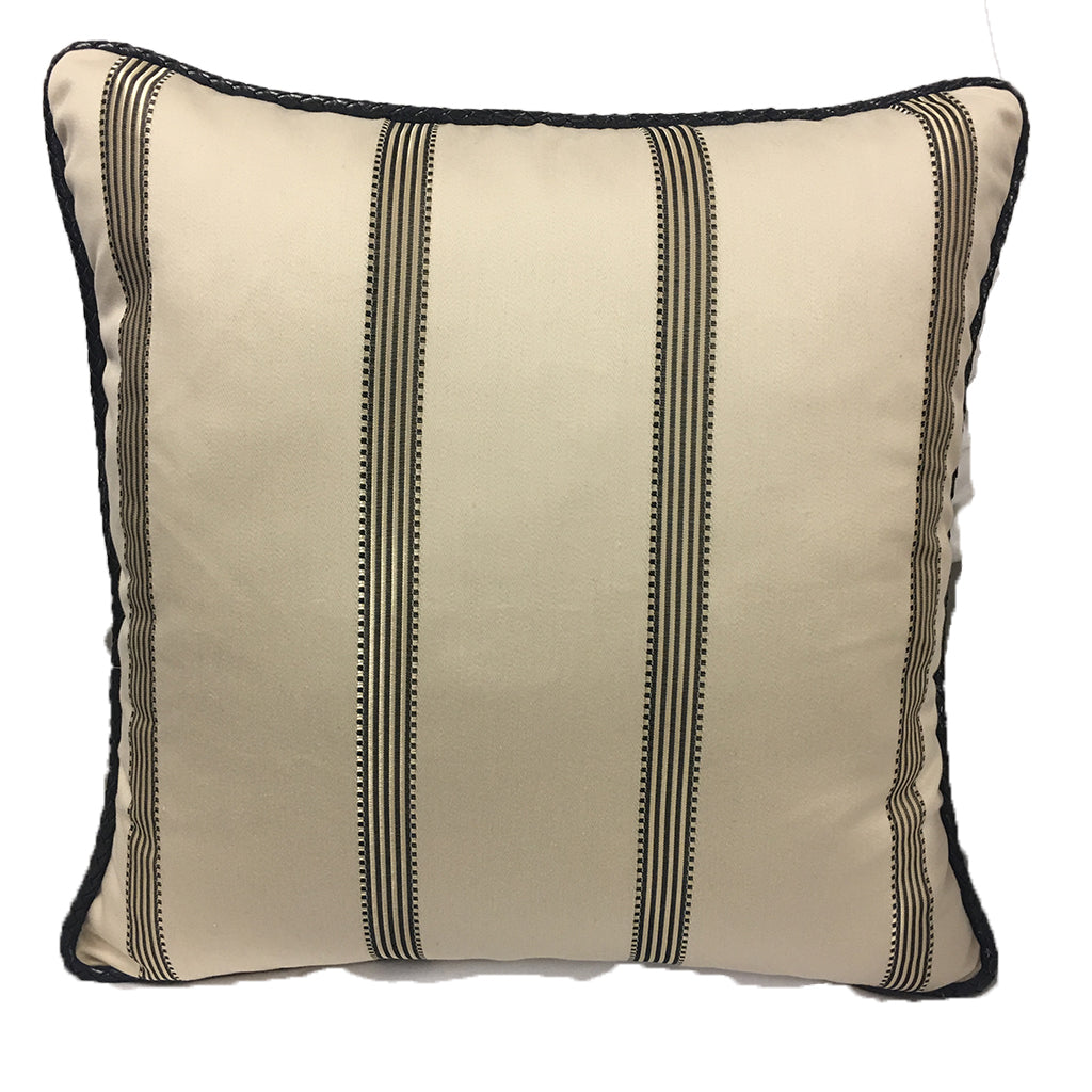 Stroheim and Roman 18" Accetop 10 best accent pillows Cream Cotton with Black 1/4" Leather Cord