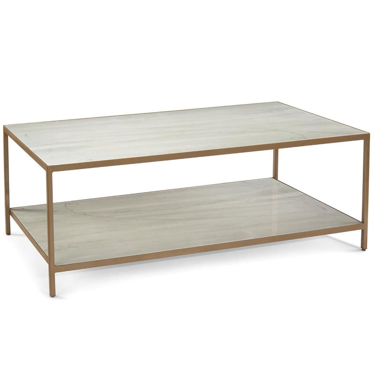 Austin A. James' New Orleans White Gold Coffee Table with Shelf