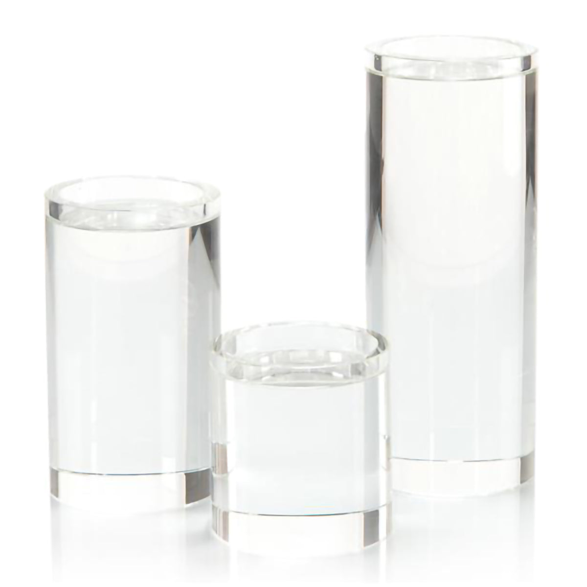 Set of Three Pillar Crystal Candleholders