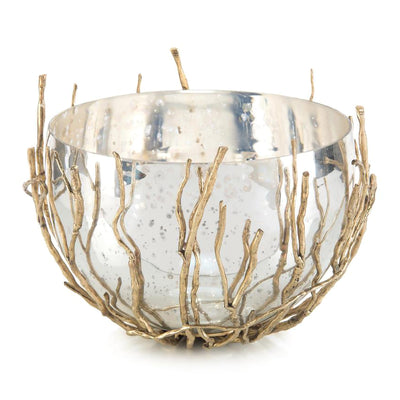 Sapling-Encased Silvered Glass Bowl