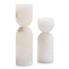 Set of Two Alabaster Candle Holders