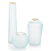 Set of Three Whisper Blue Glass Vases