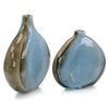 Set of Two Aqua and Earth Glass Vases