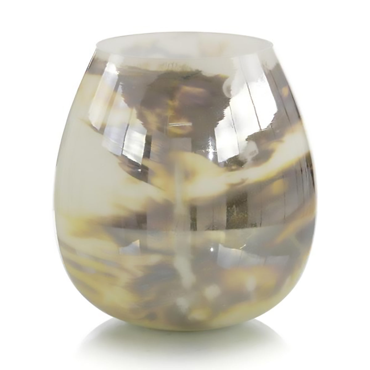 Copper and Opal White Pearlized Glass Bowl
