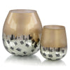 Set of Two Gold and Black Deco Dots Glass Vases