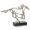 Galloping Stallion Sculpture on Black Marble Base