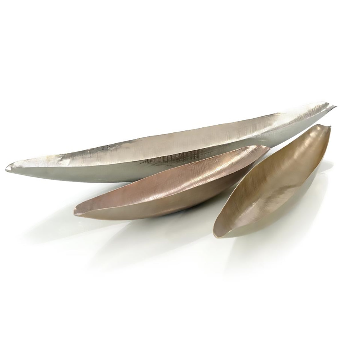 Set of Three Etched Metal Elongated Trays
