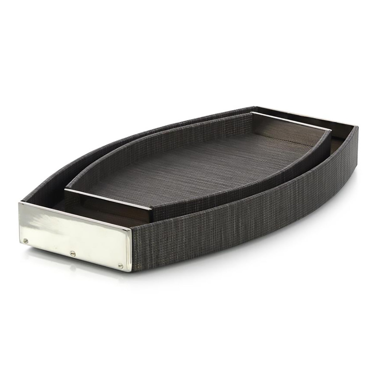 Set of Two Onyx Confetti Leather Trays