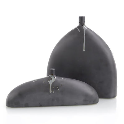 Set of Two Sleek Vases in Charcoal Grey