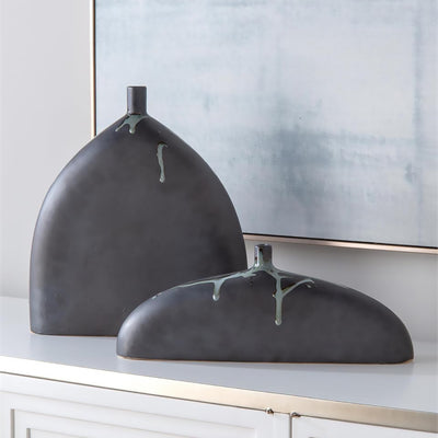 Set of Two Sleek Vases in Charcoal Grey