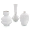 Set of Three White Chiseled Vases