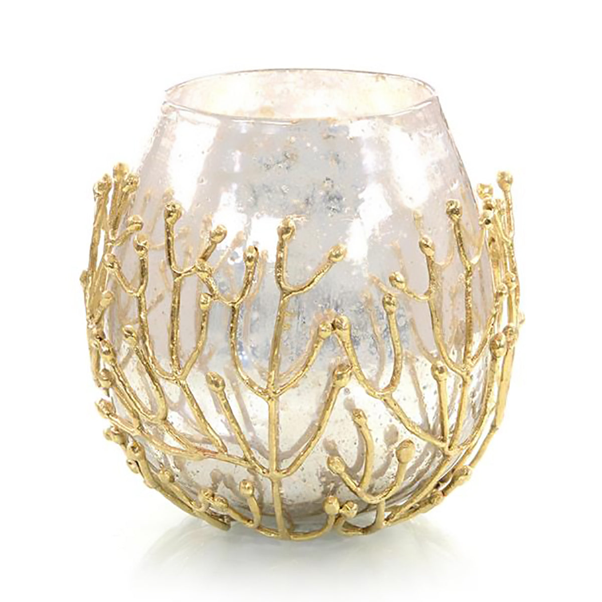 Brass Twig and Mirrored Glass Bowl