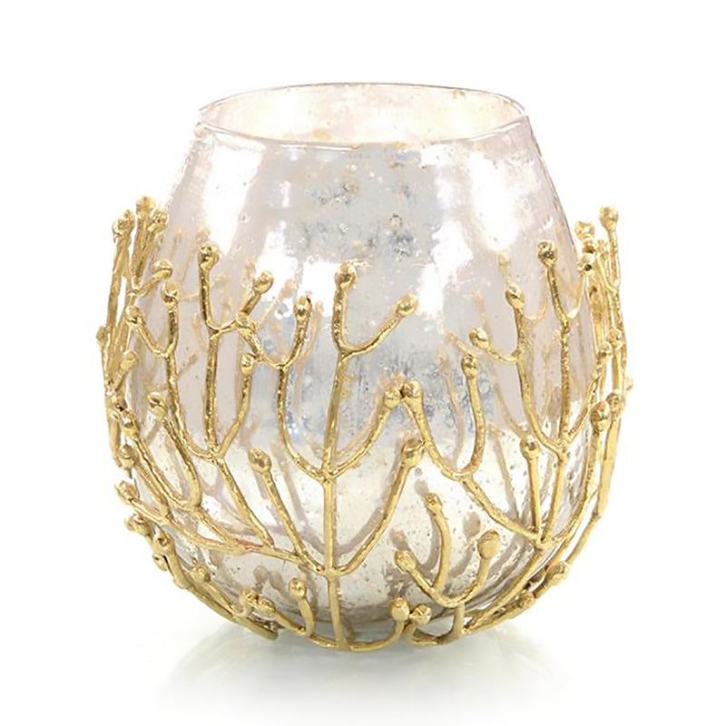 Brass Twig and Mirrored Glass Bowl