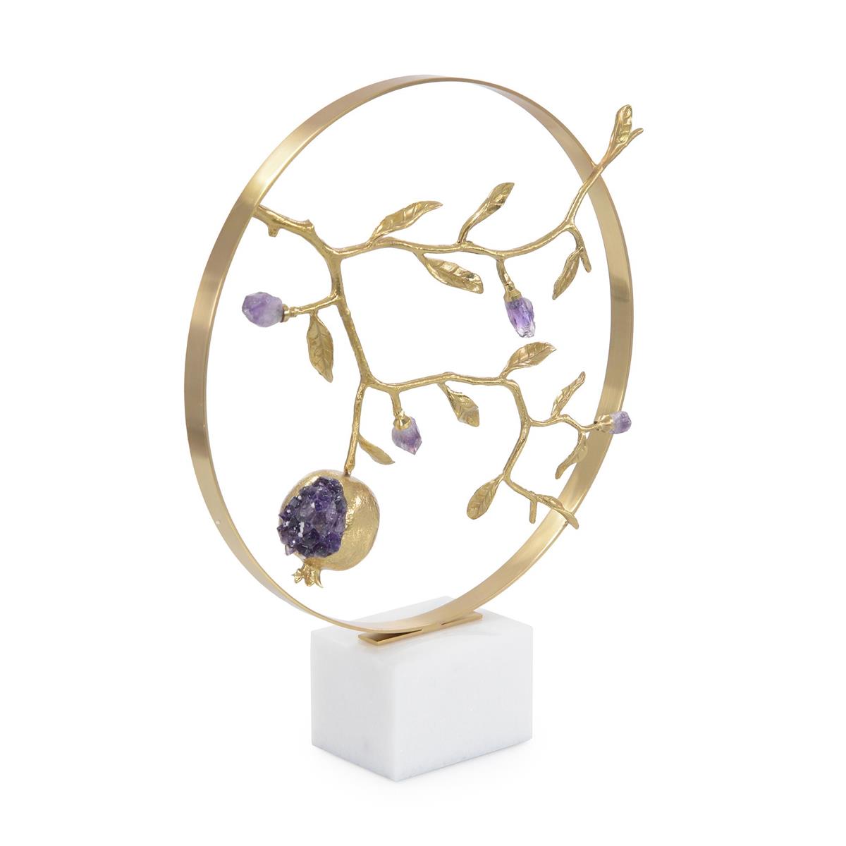 Sculpture Amethyst and Brass Pomegranate