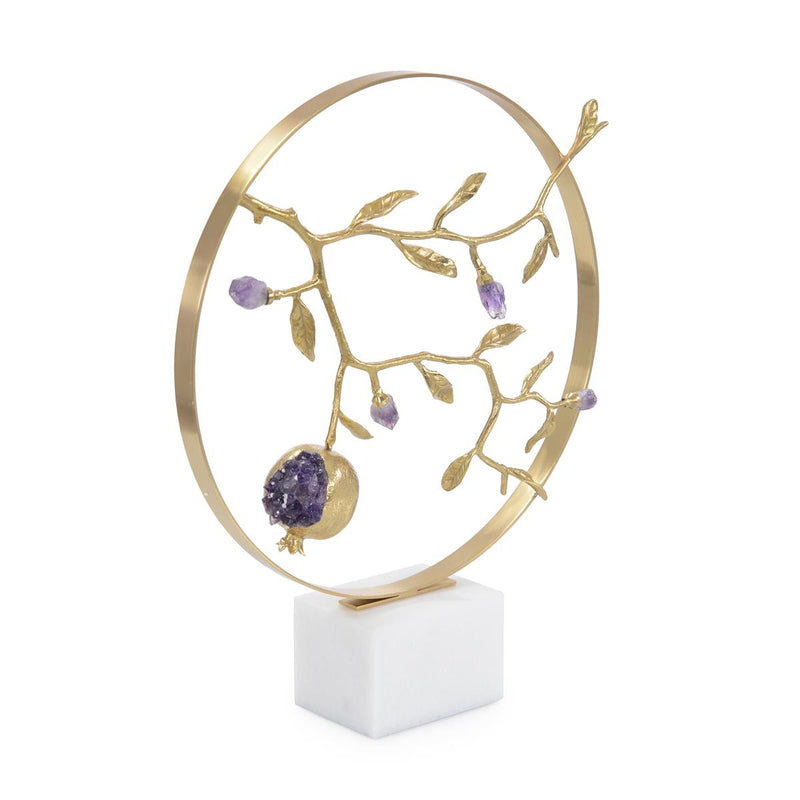 Sculpture Amethyst and Brass Pomegranate