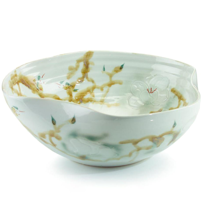 Curled-Rim Bowl in Greens and Yellows I