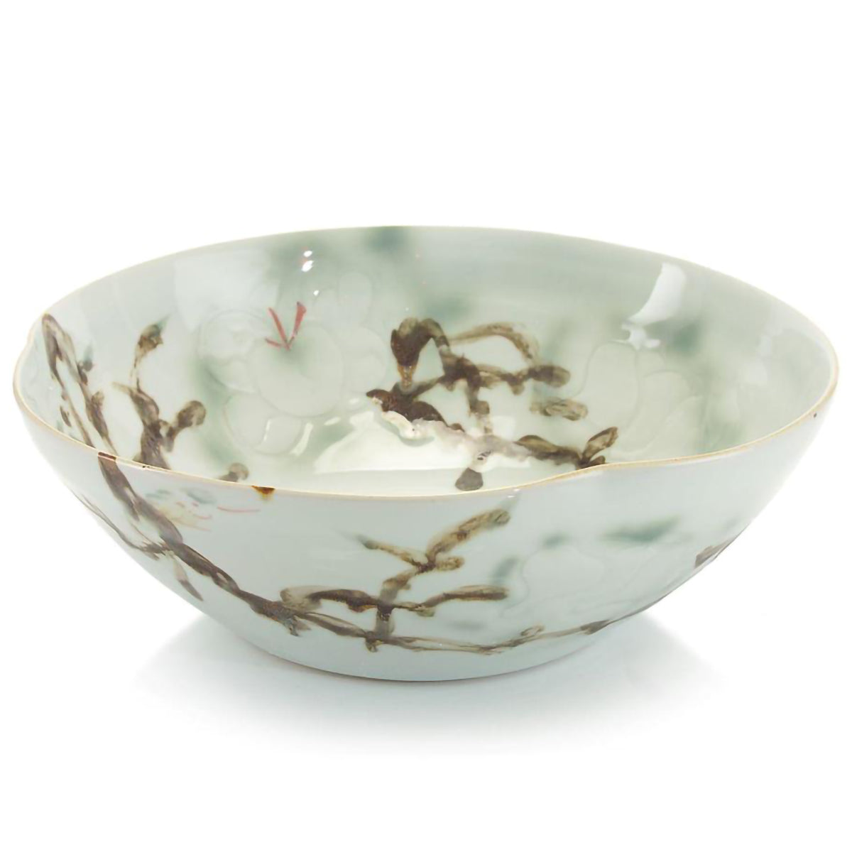 Curled-Rim Bowl in Greens and Yellows III