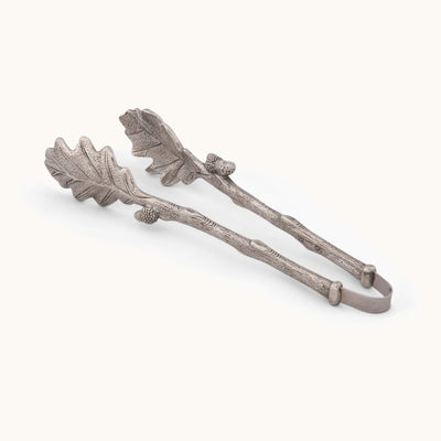 Pewter Oak Leaf Pattern Ice / Bread Tongs