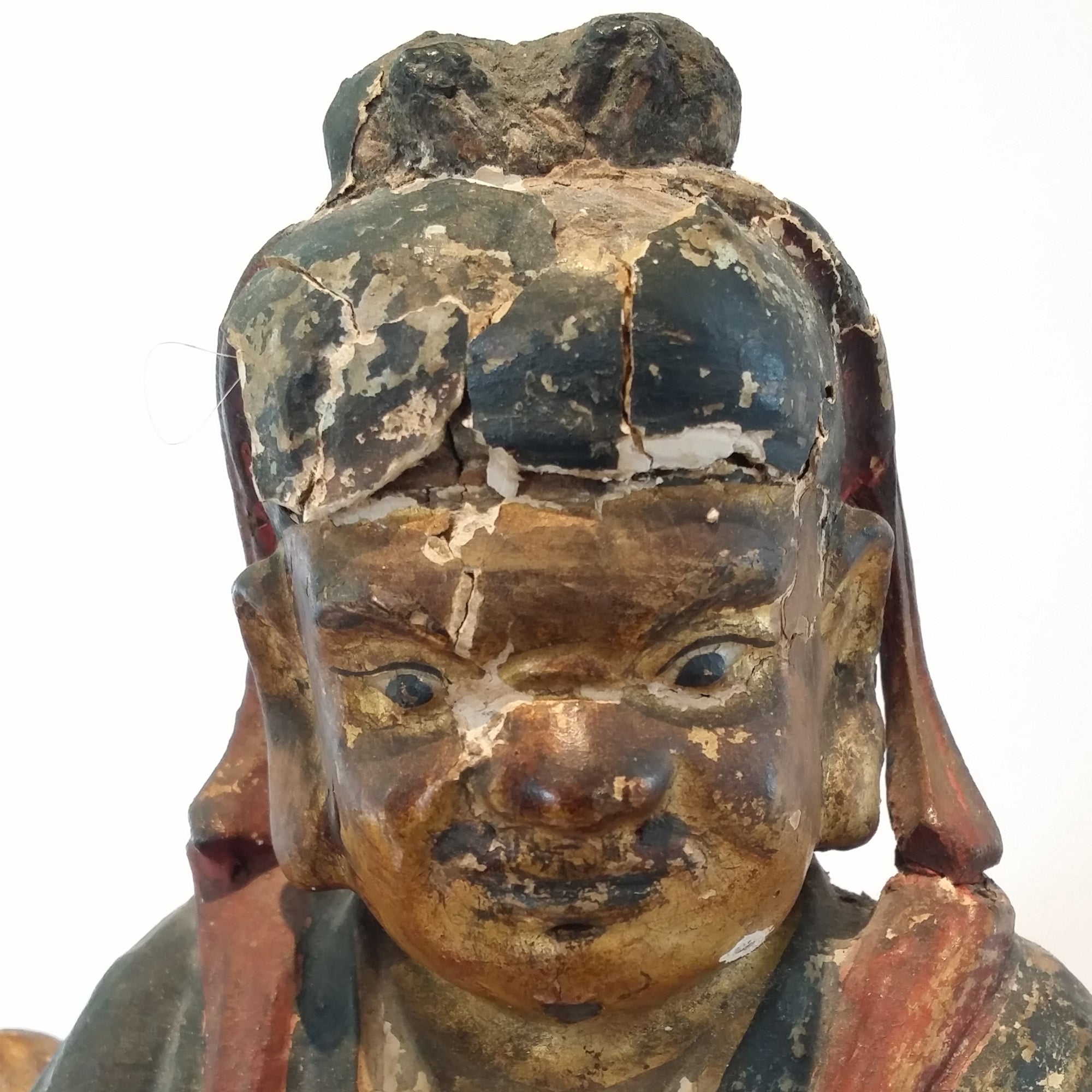 Antique Asian "Wei Tuo styled" Polychrome Table Lamp