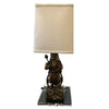 Custom Antique Asian Polychrome Carved Figurine Lamp