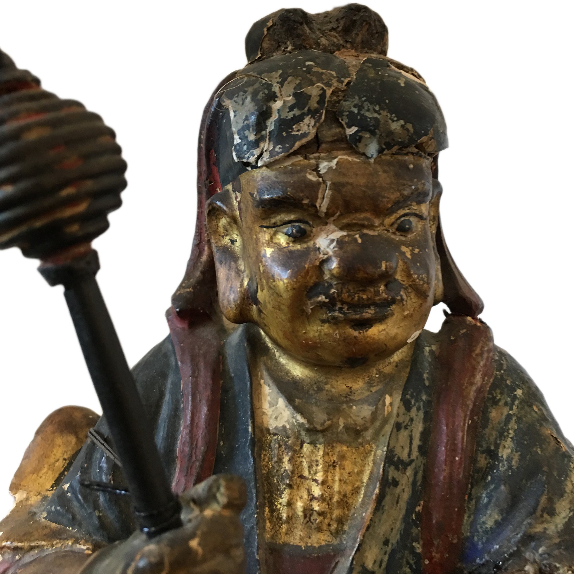 Antique Asian "Wei Tuo styled" Polychrome Table Lamp