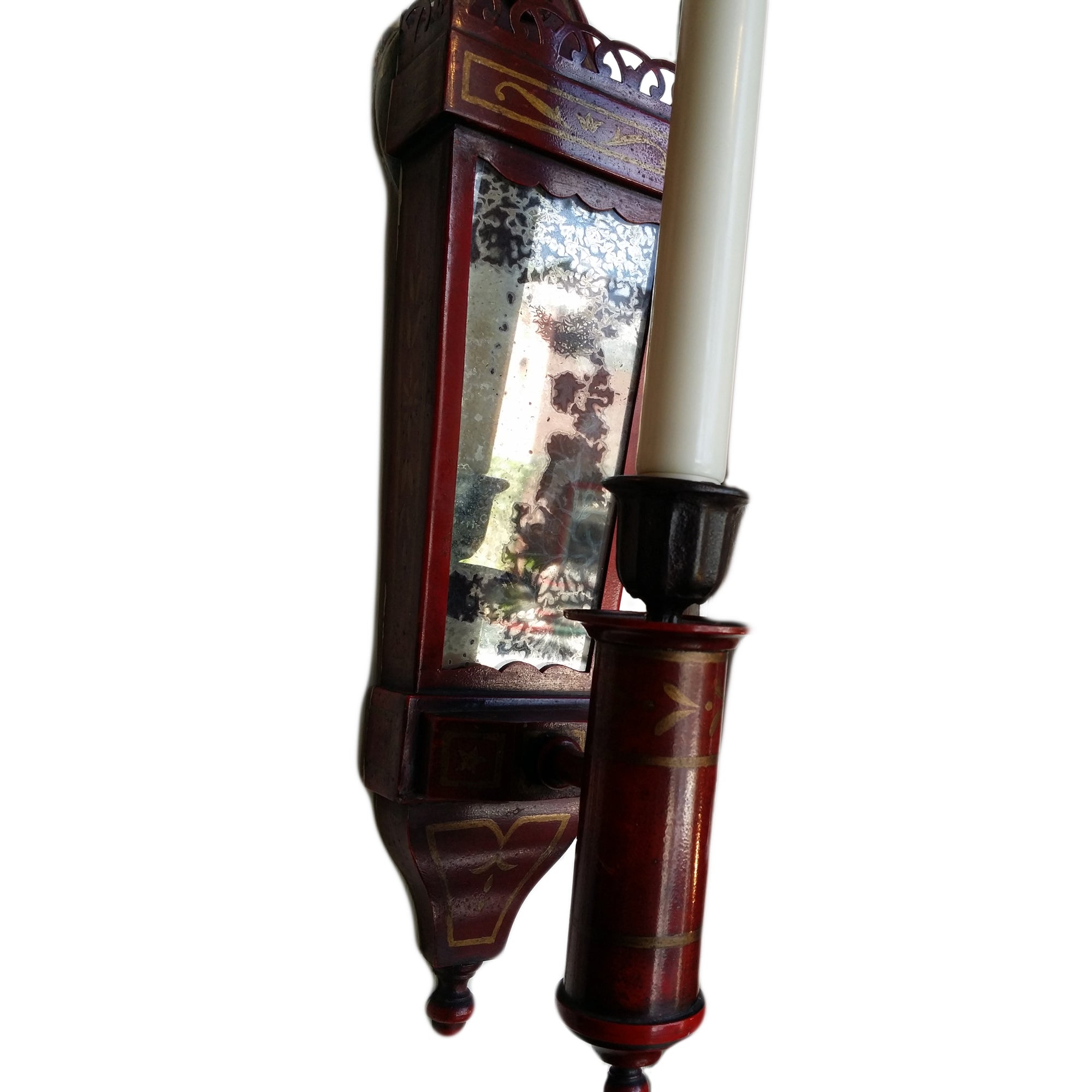 Pair of Antique Red Candle Scones, by Caldwell c1910