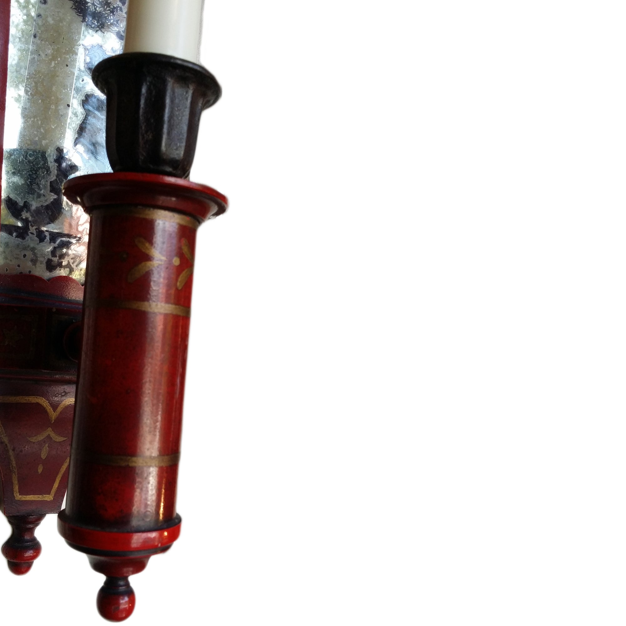 Pair of Antique Red Candle Scones, by Caldwell c1910