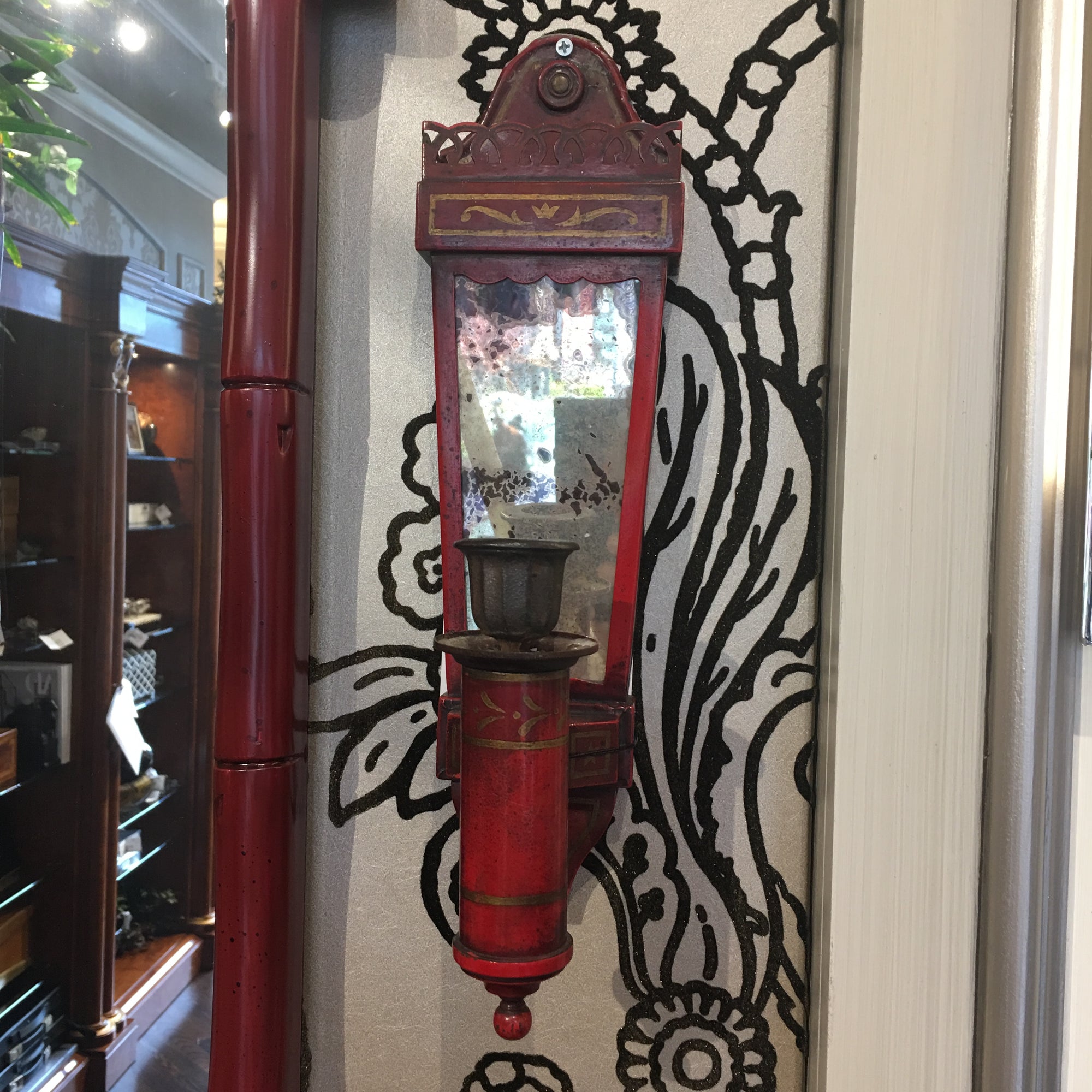 Pair of Antique Red Candle Scones, by Caldwell c1910