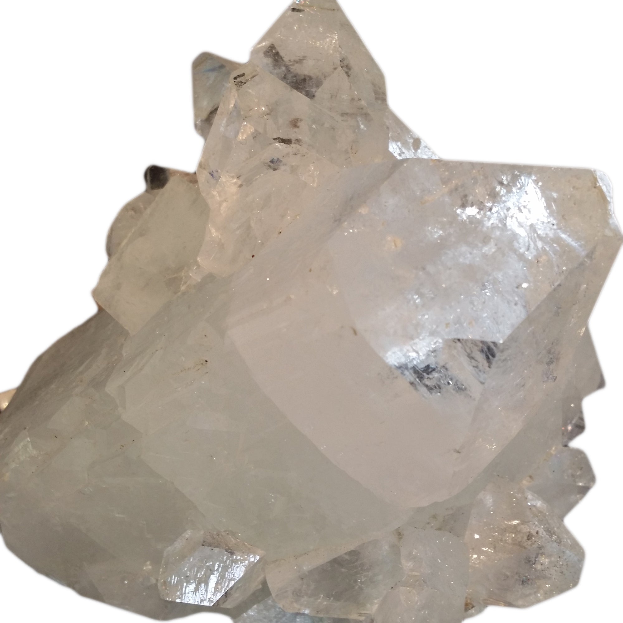 White Apophylite Specimen mounted on Acrylic Base