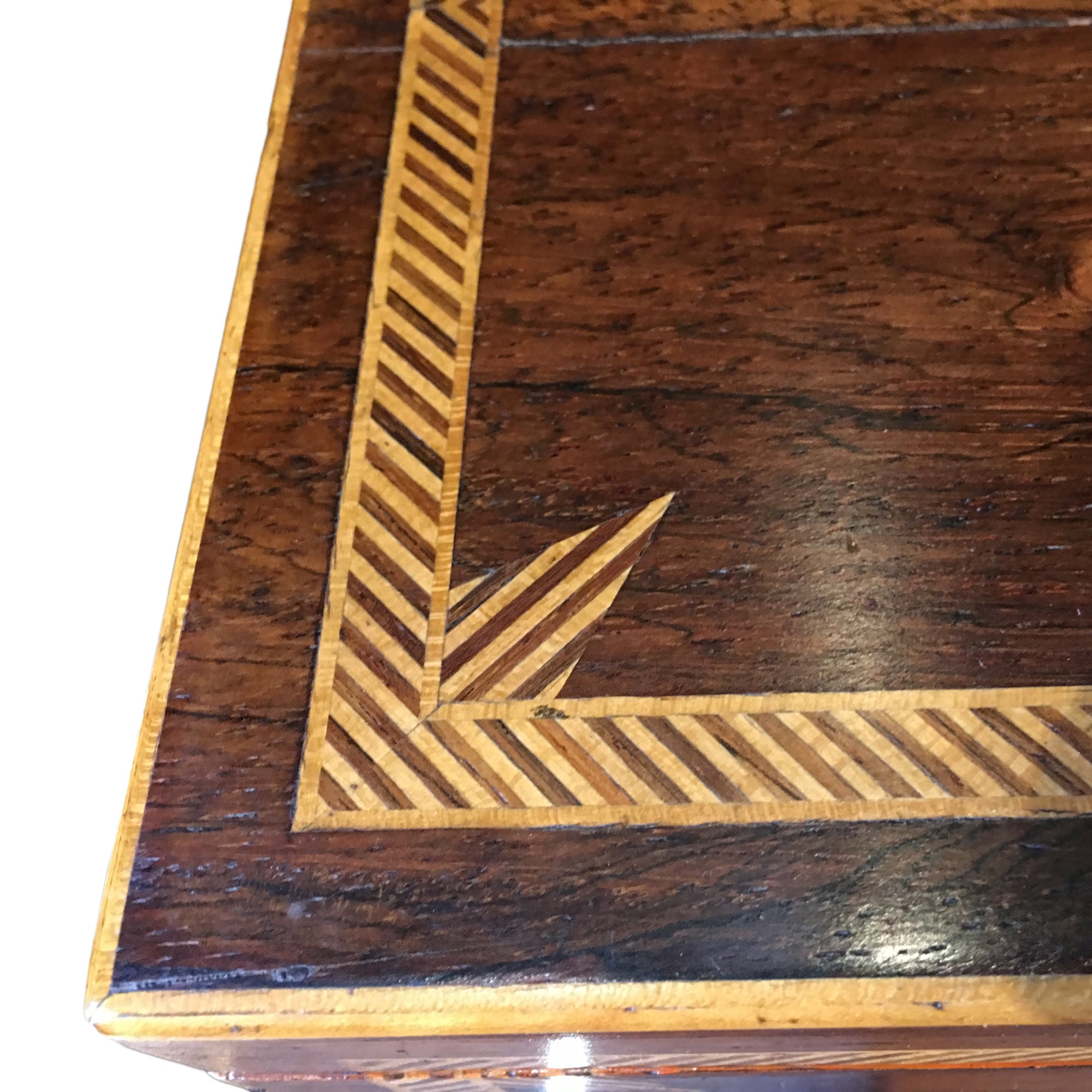 antique Marquetry Box Corner Detail