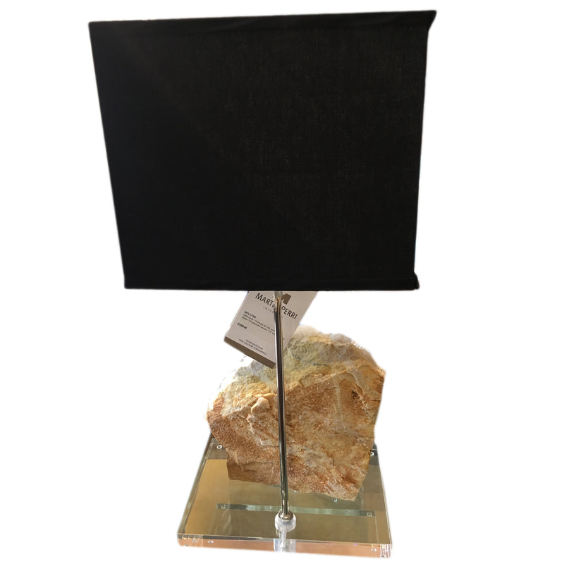 Crystal Lamp Mineral on Acrylic Base with Black Silk Shade