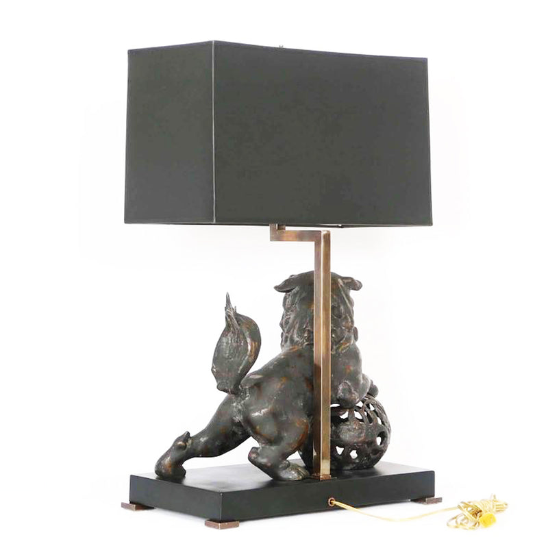 Antique Bronze Foo dog Table Lamp: Late 19th Century 