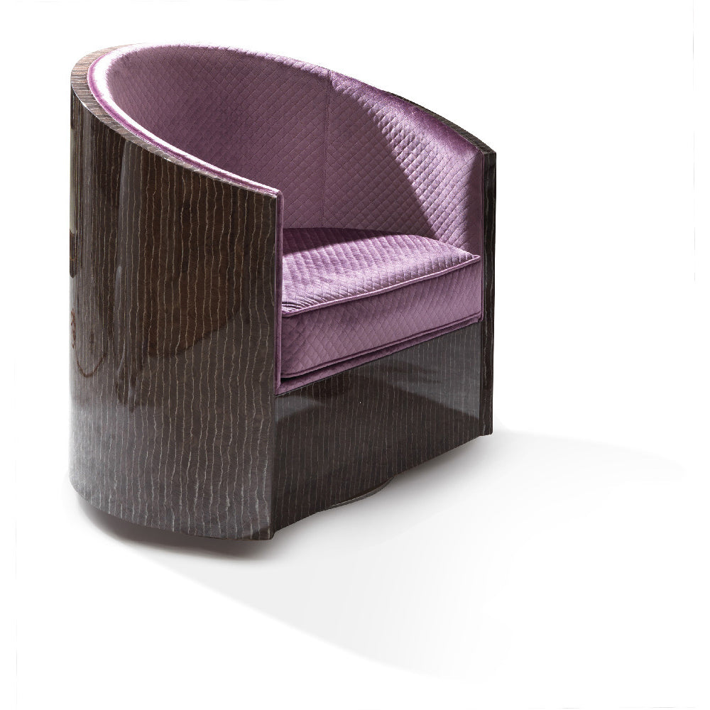 Barrel Chair in high Gloss silver Rock Lignum Veneers