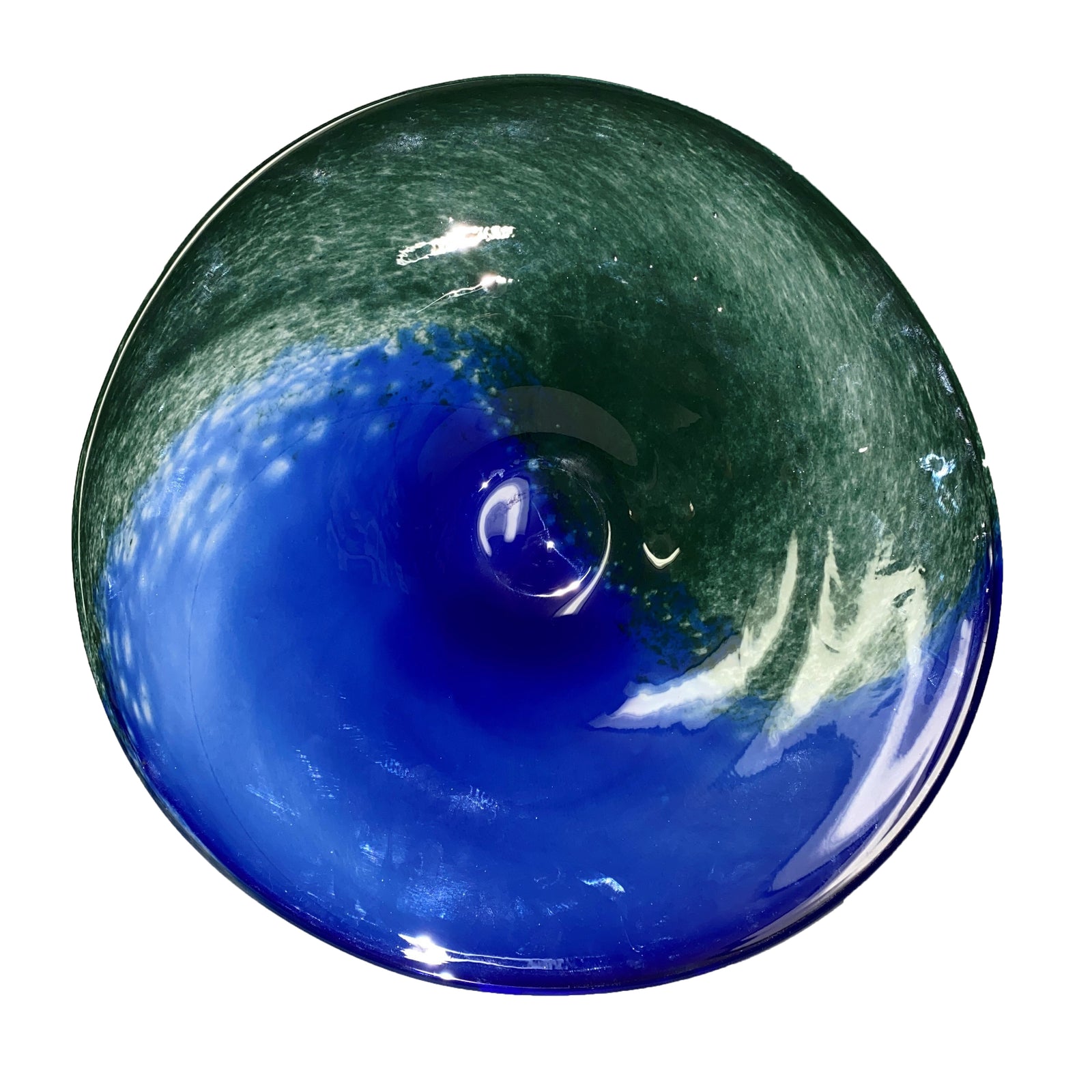 Modern Cobalt Blue Emerald Green hand-blown glass centerpiece