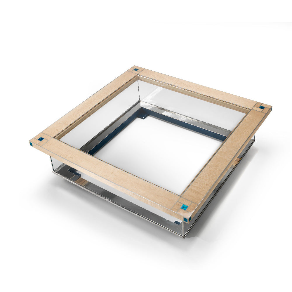 Cocktail Table High Gloss Maple with Polished Stainless steel Maple Frisee Veneers