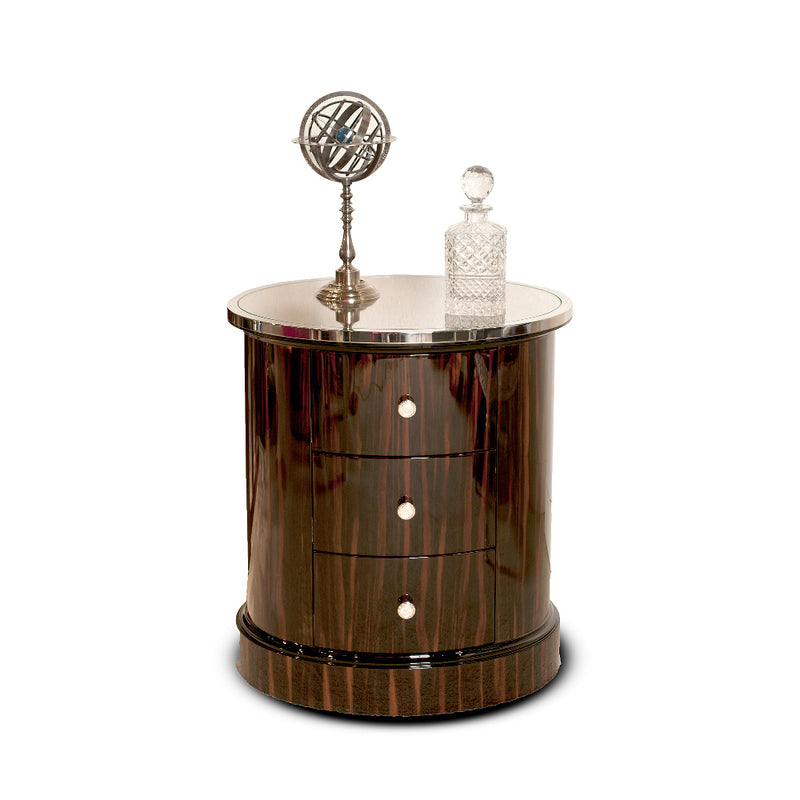 Occasional Accent Table Polished Macassar Ebony Oval with Drawers, Martin Perri Interiros
