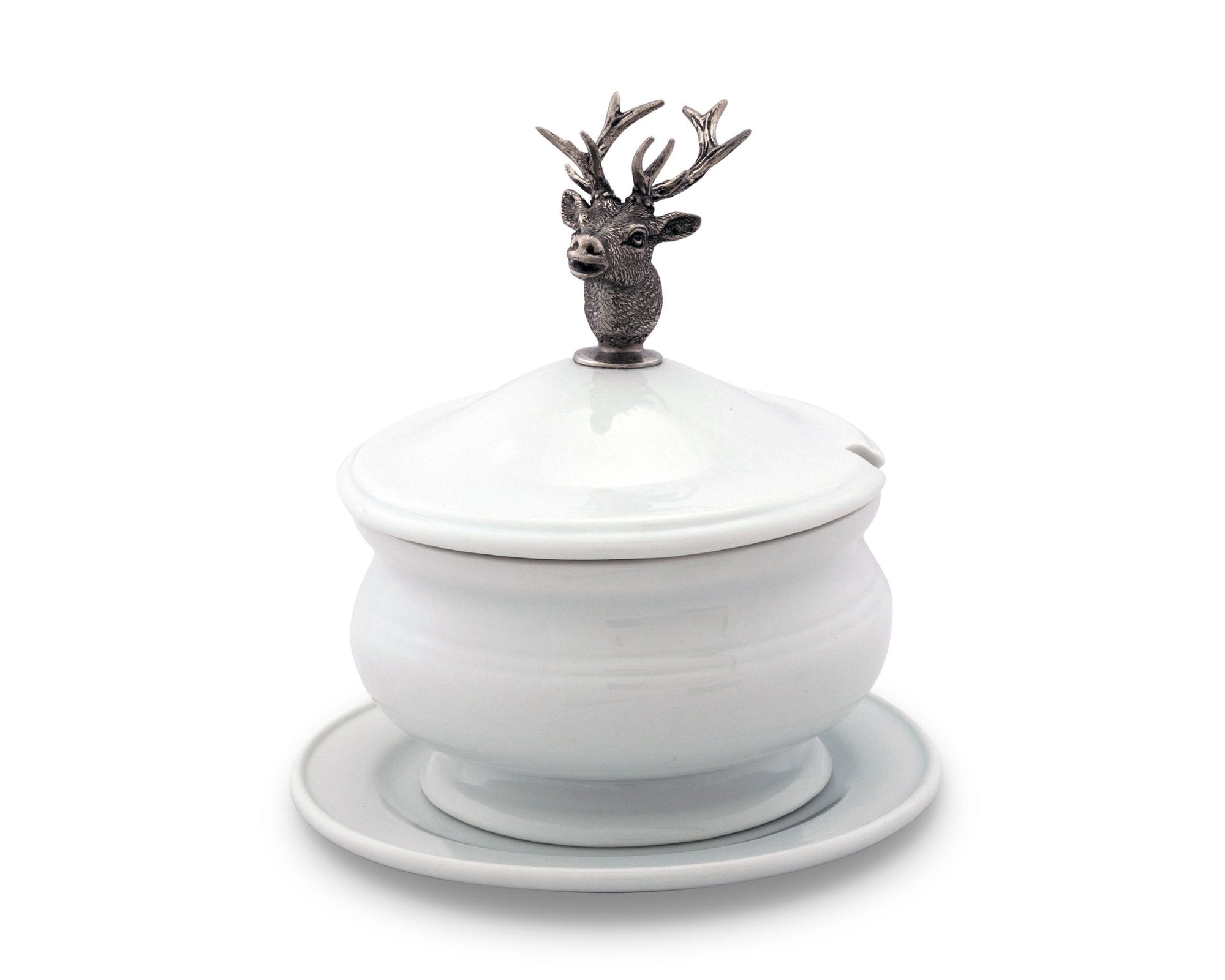 Bowl Elk Bust Porcelain Lidded