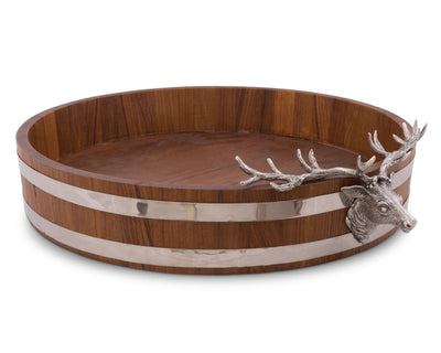 Elk Head Teak Tray