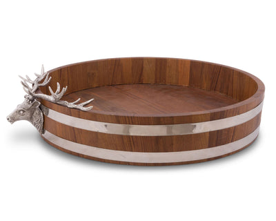 Elk Head Teak Tray