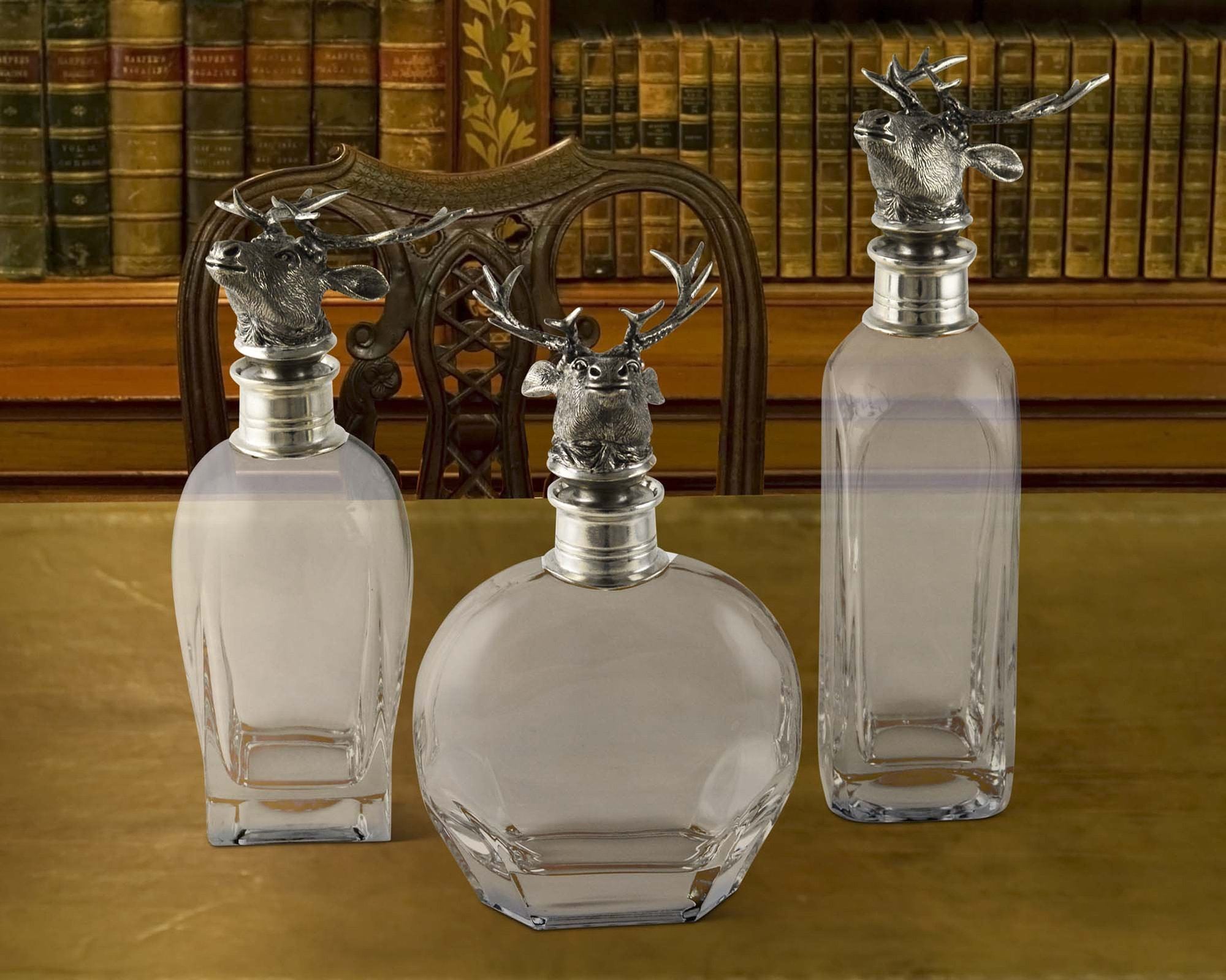 Classic Pewter Cap Liquor Decanters