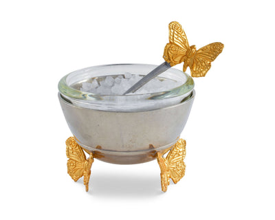 Gold Butterfly Salt Cellar With Spoon