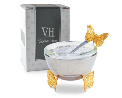 Gold Butterfly Salt Cellar With Spoon