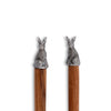Teak Salad Servings With Pewter Bunny End